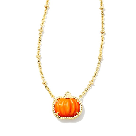 Kendra Scott Jewelry - NWT Kendra Scott Pumpkin Gold Short Pendant Necklace in Orange Mother-of-Pearl